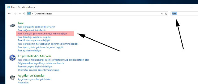 Fare İşaretçisi Görünümünü veya Hızını Değiştir Fare İşaretçisi Görünümünü veya Hızını Değiştir