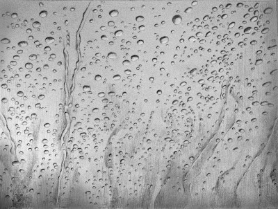 Katherine Kean, drawing, raindrops, graphite