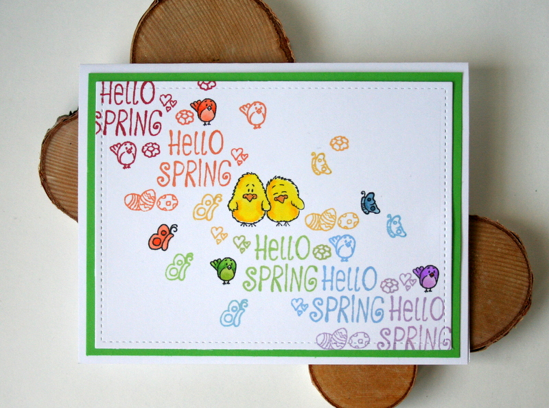 Rainbow Stamping Spring Easter Card by Jess Moyer featuring Gerda Steiner Designs Hello Spring clear stamp set