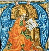 A medieval scribe. Müster Mattias, Saint Birgittas confessor Stock