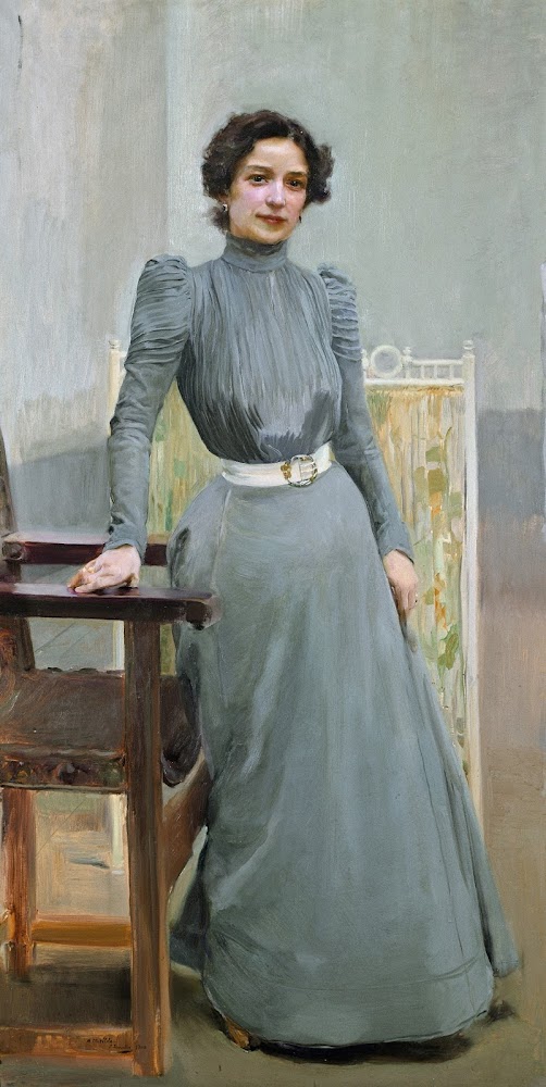 Clotilde con traje Gris, Joaquín Sorolla Bastida, Retratos de Joaquín Sorolla, Joaquín Sorolla y Bastida, Joaquín Sorolla, Pintor español, Retratista español, Pintores Valencianos, Retrato de Clotilde