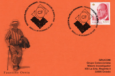 Tarjeta del matasellos del inauguración del Museo Ornia en Pola de Siero