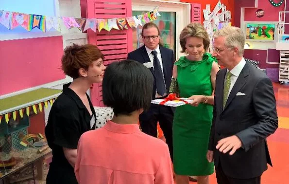 King Philippe and Queen Mathilde of Belgium visited public broadcasting the company for the Flemish region, Vlaamse Radio- en Televisieomroeporganisatie (VRT)