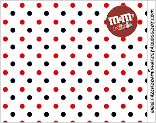 Red Polka Dots in Black and White: Free Printable Candy Bar Labels. Red Polka Dots in Black and White Free Printable M&M Labels.