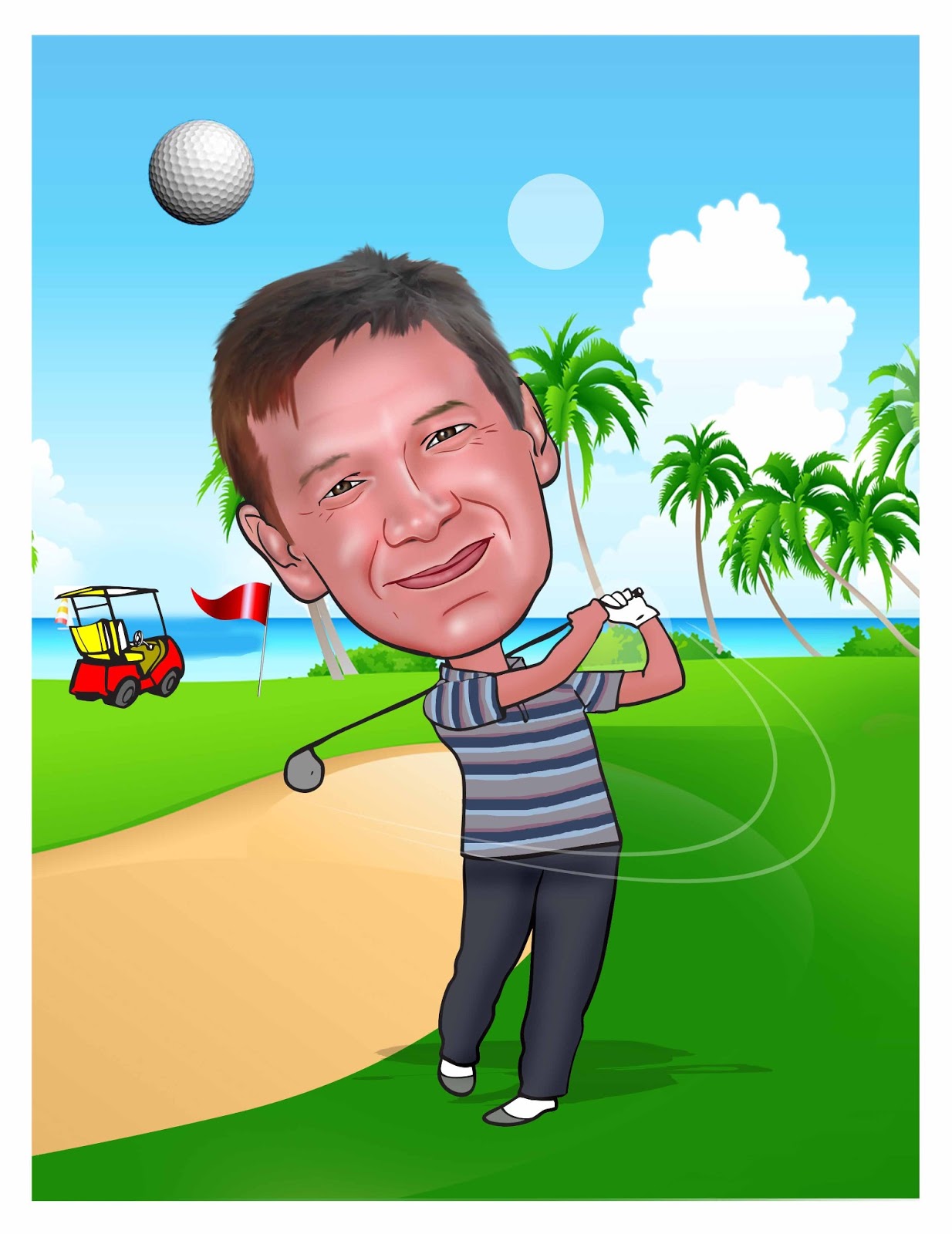 caricaturecartoon: golf caricature, gofl cartoon, gofler, sport caricature