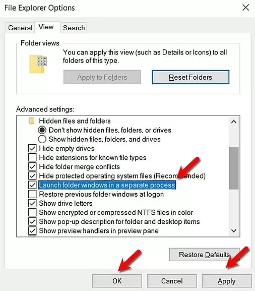 Launch folder windows in a separate process Launch folder windows in a separate process