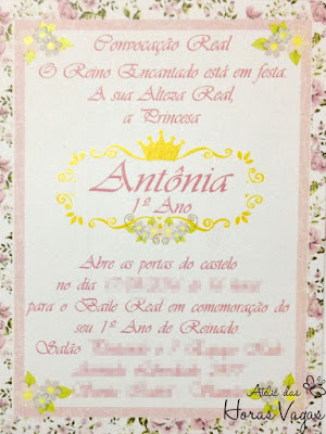 convite aniversário artesanal infantil personalizado ursinha princesa floral delicado provençal 3d