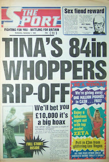 front page of the Sport Newspaper from 7 September 1988