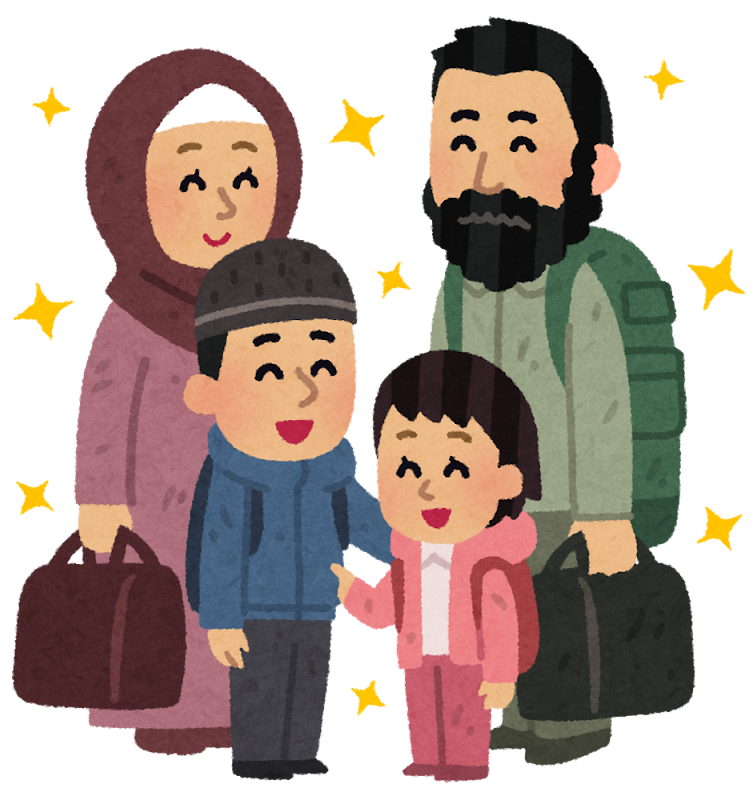 笑顔の難民の家族のイラスト かわいいフリー素材集 いらすとや