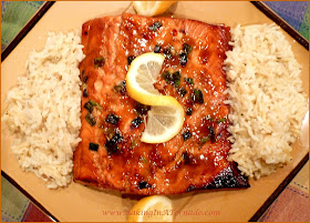 Glazed Salmon, a quick and easy flavorful dinner. Can be made in the broiler or on the grill. | www.BakingInATornado.com | #dinner #fish