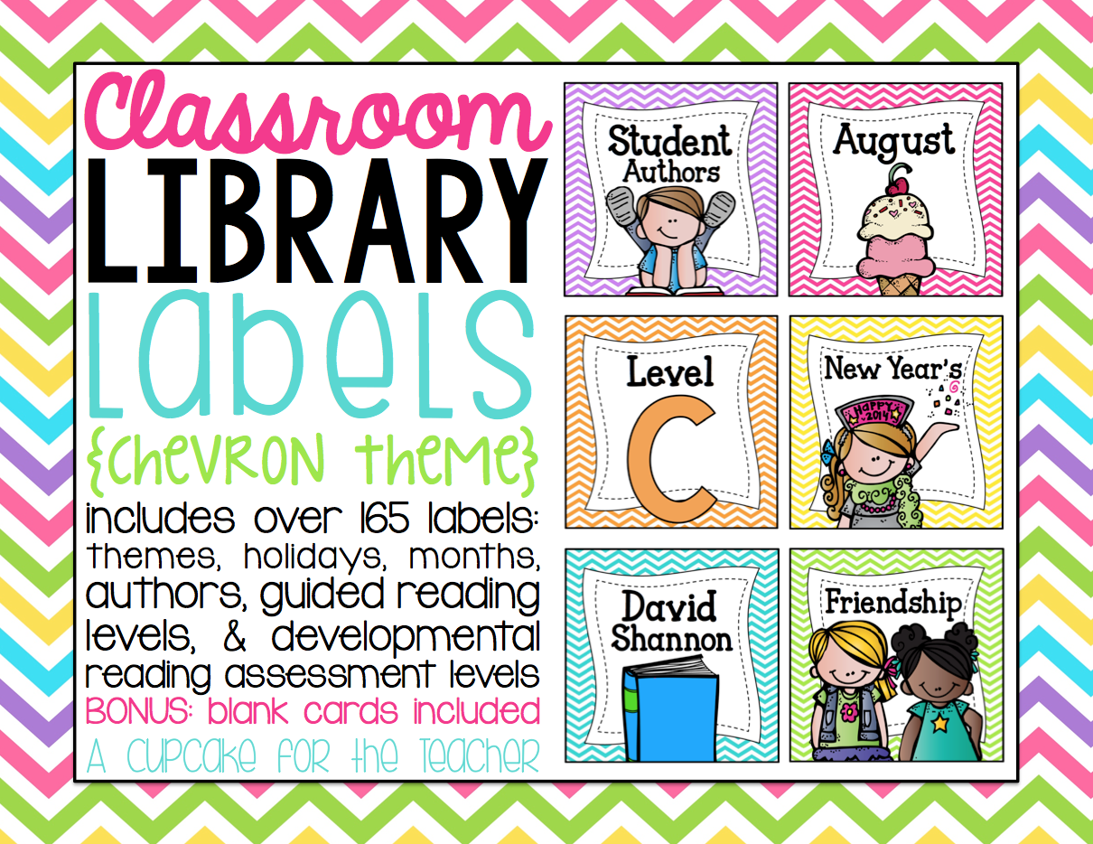 Classroom Library Labels {Chevron Theme} A Cupcake for the Teacher