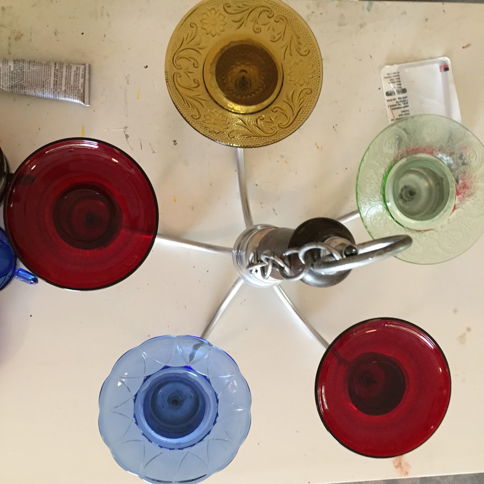 Candle Chandelier With Glass Teacups After The Glue Cured For 24 Hours I Hung It Up Out On Back Porch Love M Using Battery Operated Tealights Now Although In Future