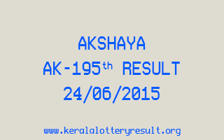 Akshaya AK 195 Lottery Result 24-6-2015