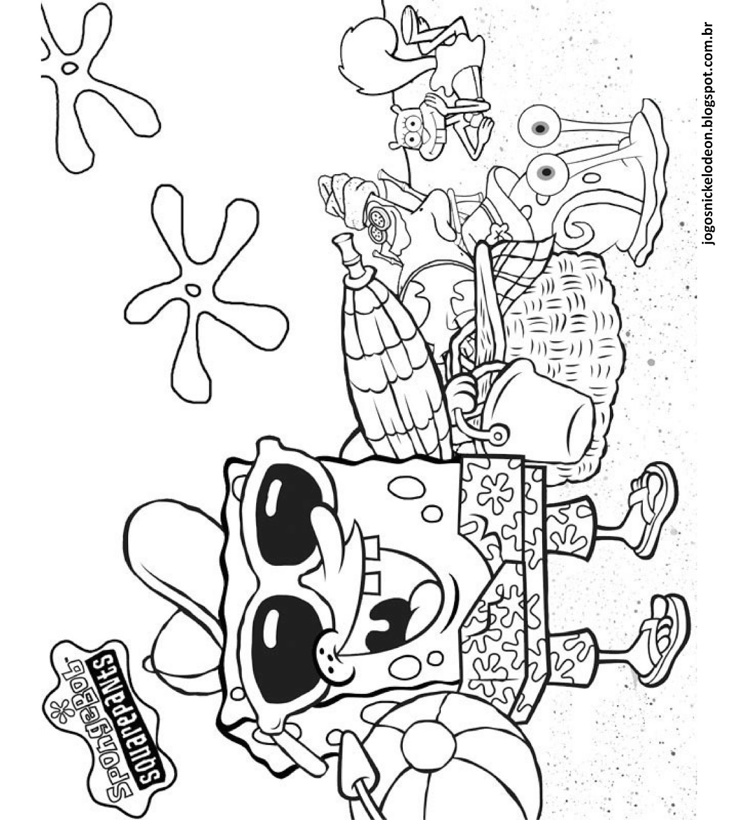 Desenho Para Colorir De Bob Esponja Com Seus Amigos Pdmrea