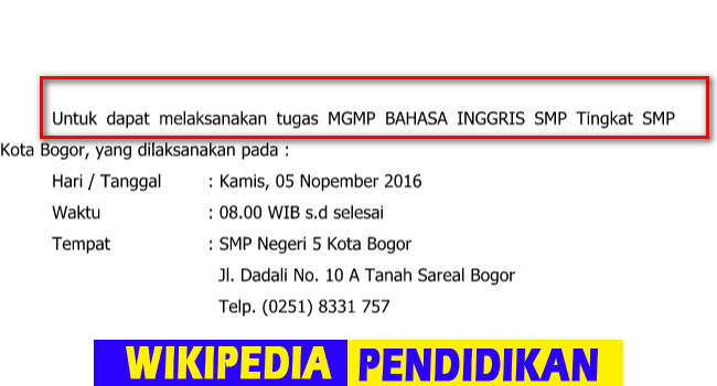 Contoh Surat Kiprah Mgmp Mapel Bahasa Inggris Sch Paperplane