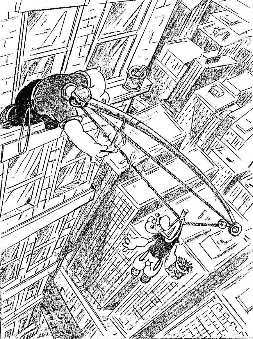 Fleischer Popeye 1930s a Fleischer studio animation layout for 'Popeye', 1930s Bluto