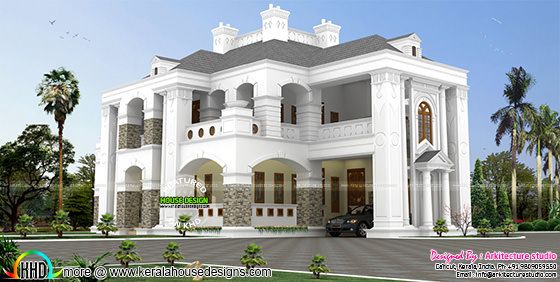 5 BHK Colonial style house architecture