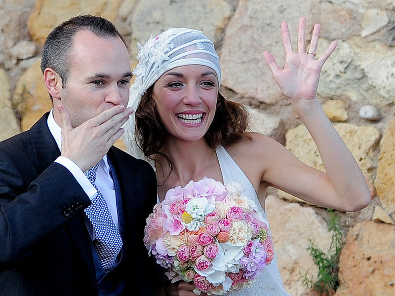 Sports Stars Andres Iniesta With His Wife Anna Ortiz In