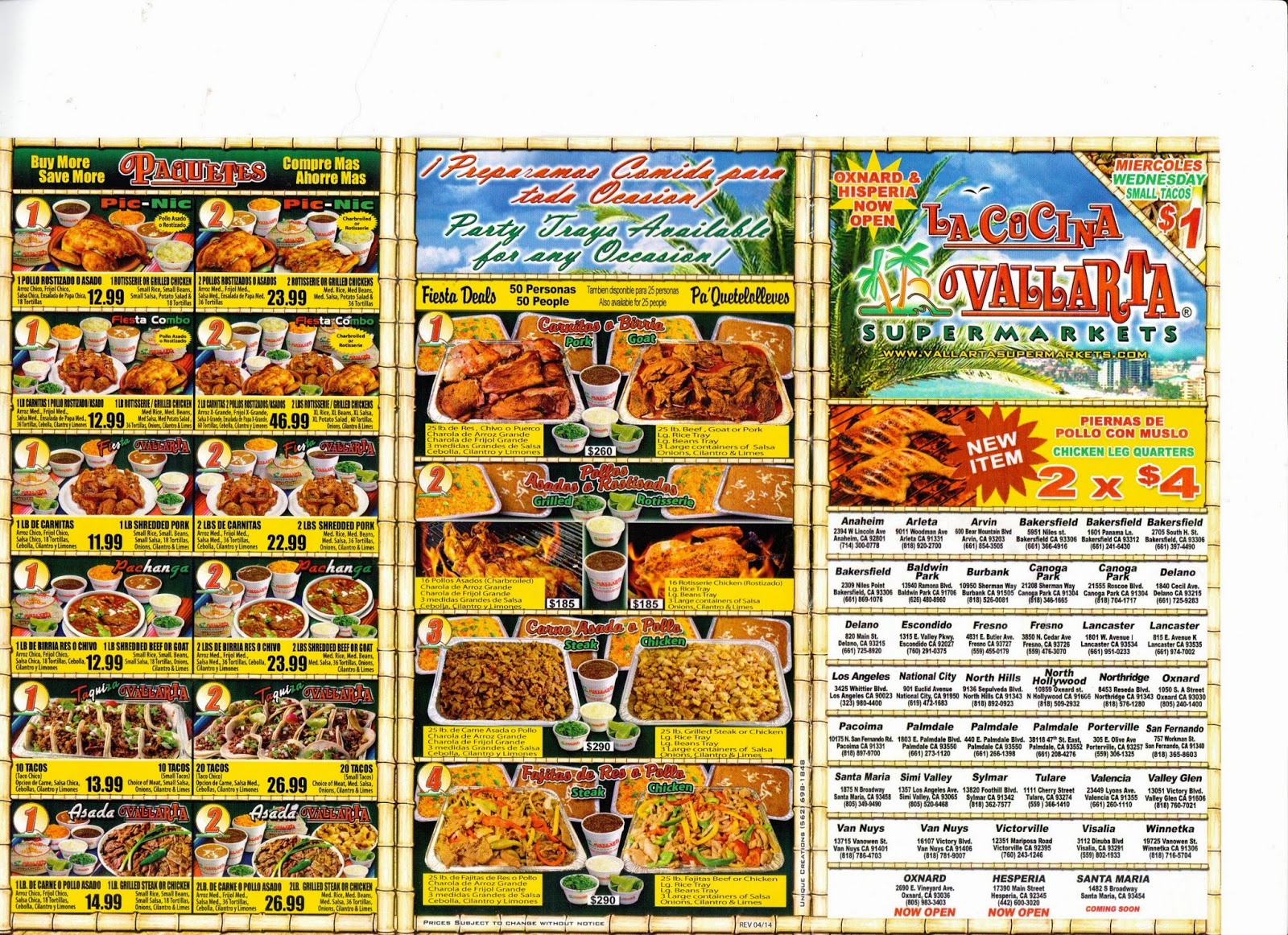 Vallarta Supermarket Kitchen Menu Vallarta Supermarket Kitchen Menu