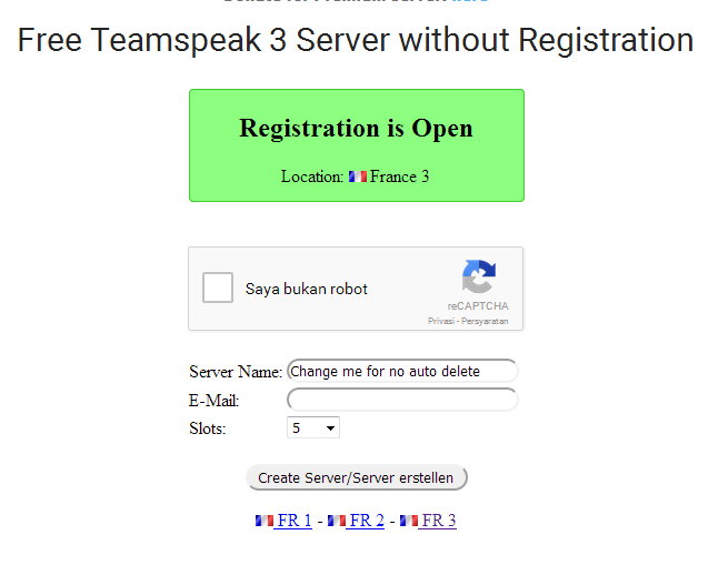 Teamspeak 3 free server slots