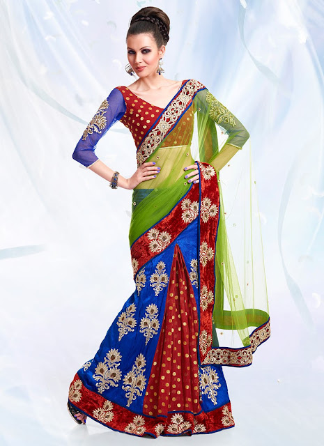 Color Pleated Sarees Color Pleated Sarees