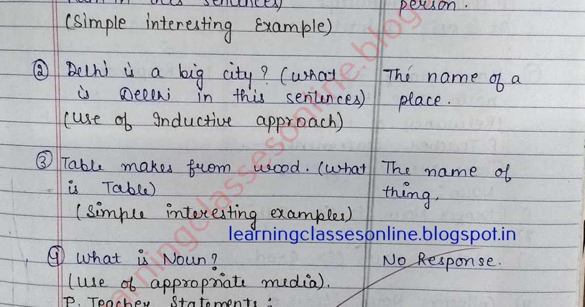 Microteaching Lesson Plan For English Grammar On Noun