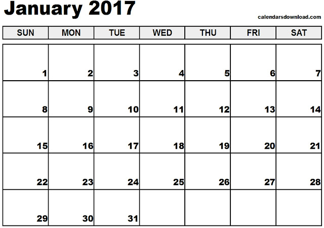 January 2017 Printable Calendar, January 2017 Calendar, January 2017 Calendar Template, January 2017 Calendar Printable, Free January 2017 Calendar, Blank January 2017 Calendar