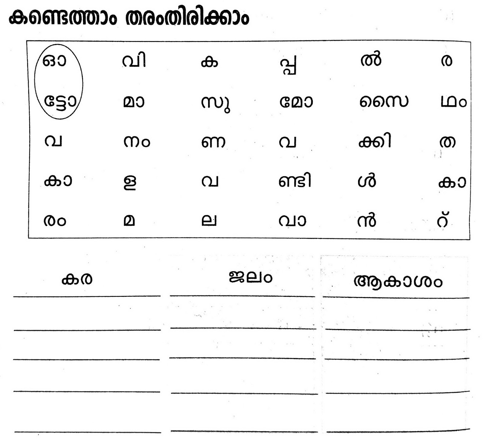 Malayalam Worksheet For Grade 1 Malayalam Worksheet For Grade 1