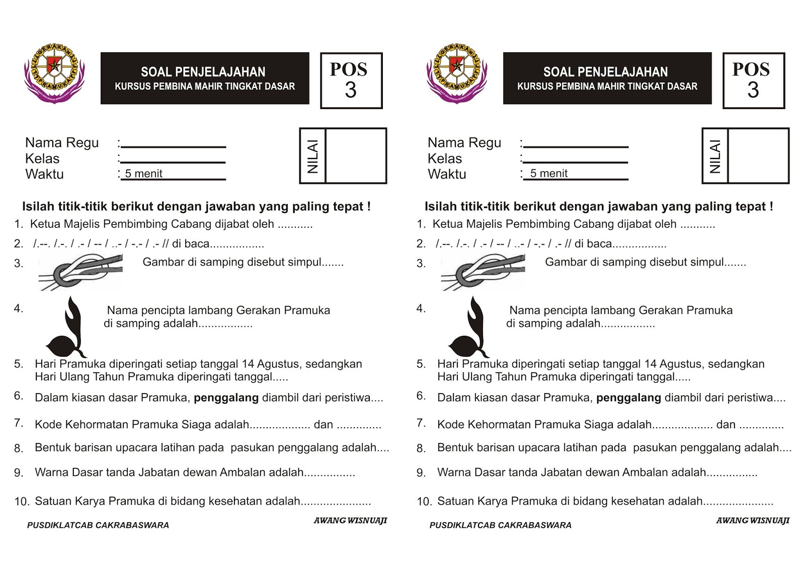 SerbaSerbi Pramuka Soal Penjelajahan Pramuka SerbaSerbi Pramuka Soal Penjelajahan Pramuka