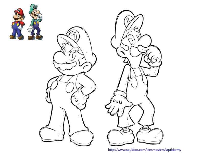 Mario Bros Coloring Pages Squid Army