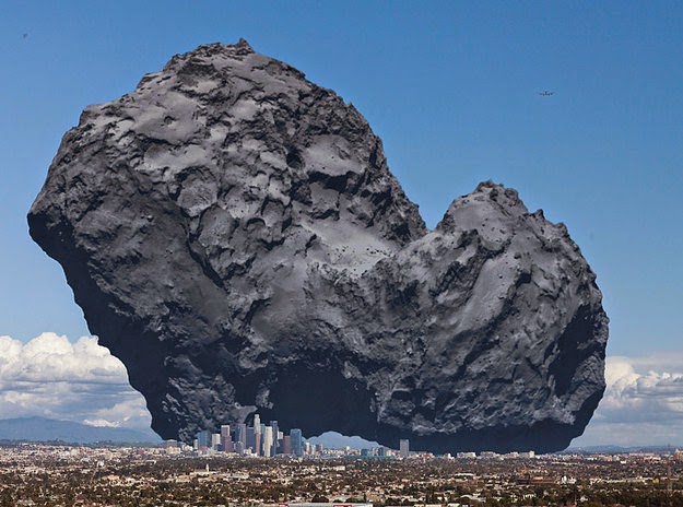18 Photos That Will Make You Reconsider Your Existence! - This is Rosetta’s Comet. A probe was recently landed on it, and this is how big it is in comparison to Los Angeles