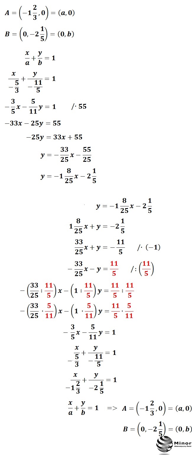 Równanie prostej w postaci ogólnej i kierunkowej, a równanie prostej w postaci odcinkowej
