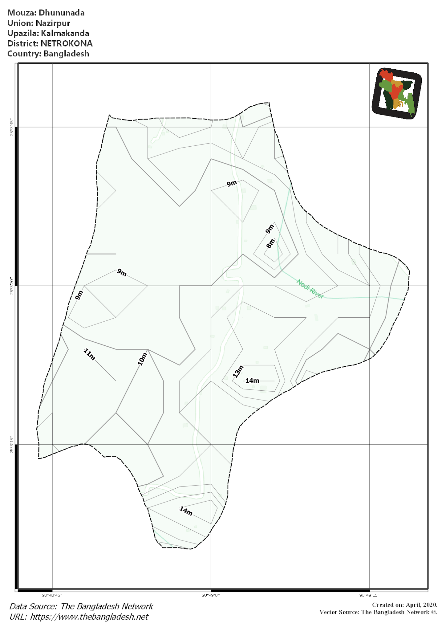Map of Dhununada Mouza of Kalmakanda Upazila, NETROKONA Map of Dhununada Mouza of Kalmakanda Upazila, NETROKONA, Bangladesh.