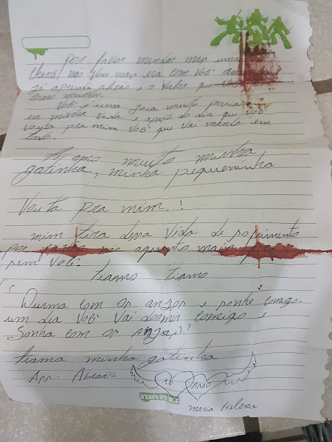 Antes de tentar matar ex, suspeito escreveu carta pedindo desculpas Antes de tentar matar ex, suspeito escreveu carta pedindo desculpas