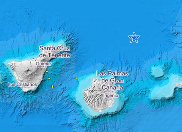 Un segundo terremoto en aguas del Atlántico Canarias,  noreste de Gran Canaria, 22 julio
