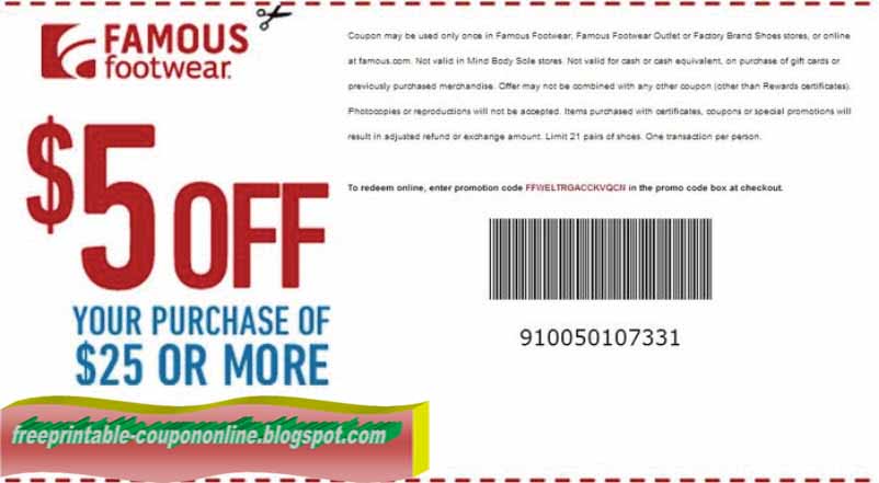 Famous footwear coupon codes 2018