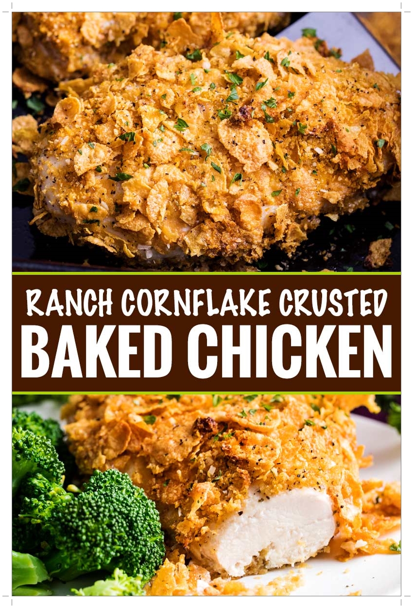 Ranch Cornflake Crusted Baked Chicken