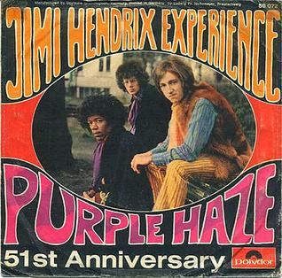 Portada del 51 aniversario del single Purple Haze de Jimmi Hendrix, 1967