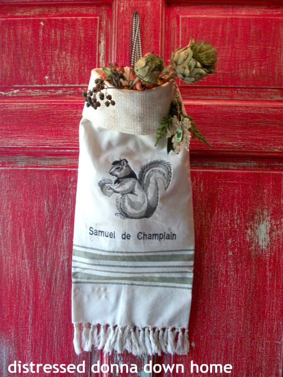 Gifts from bloggers, embroidered burlap sacks