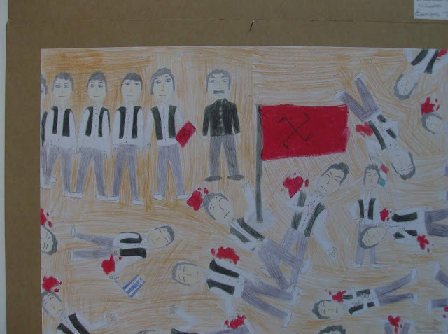 Οι μαθητές ζωγραφίζουν το Μπλόκο της Καλογρέζας (φωτορεπορτάζ)