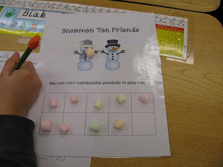 Snowmen Ten Friends- Mini-Marshmallow Math and Activity Cards- Addends for Ten