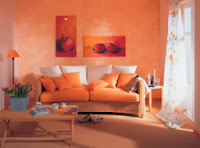 Sala paredes naranjas