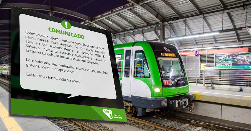 Metro de Lima interrumpe servicio por muerte de una persona (Comunicado Oficial) Metro de Lima interrumpe servicio por muerte de una persona (Comunicado Oficial)