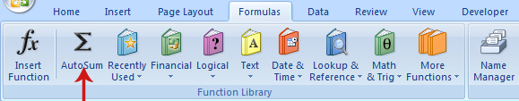 الجمع التلقائي في Excel