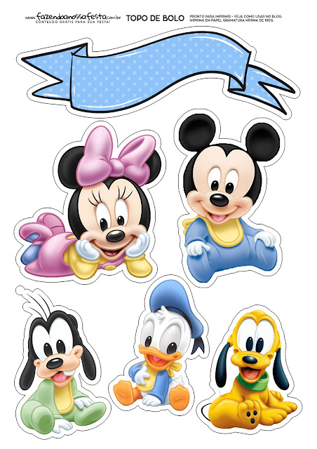 Toppers para Tartas, Tortas, Pasteles, Bizcochos o Cakes para Imprimir Gratis de Bebés Disney.