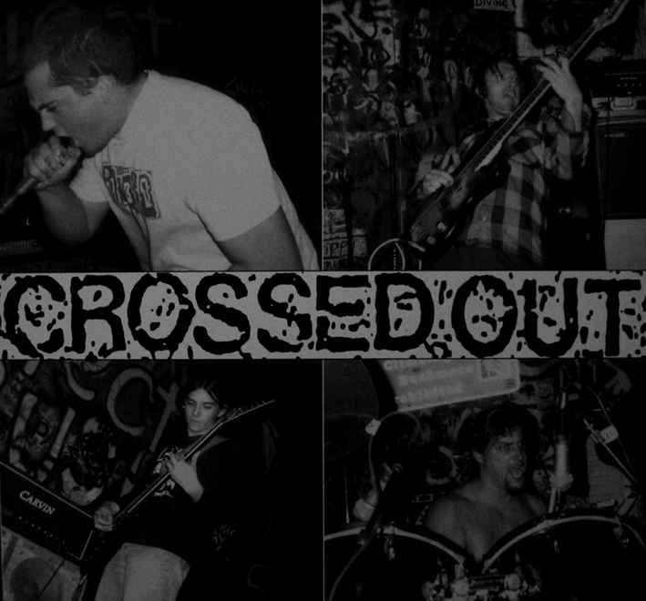 Cross out the excess. Crossed out Band. Crossed out albums. Dropdead 1993. Crossed out Live.