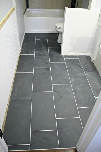 Dark gray slate 12x24 tile