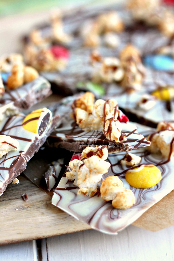 Jam and Clotted Cream Chocolate Popcorn Bark