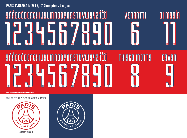Football teams shirt and kits fan Font PSG 201617 Champions League