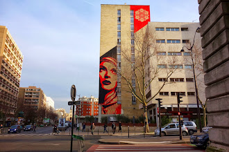 Street Art : Rise Above Rebel - Intervention de Shepard Fairey aka Obey à l'angle du boulevard Vincent Auriol et de la rue Jeanne d'Arc - Paris 13